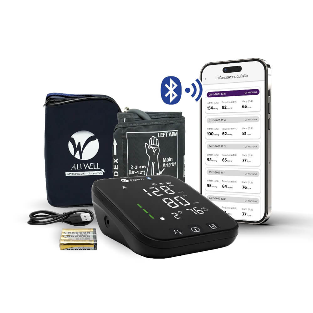 เครื่องวัดความดัน ALLWELL  เชื่อมต่อ App ภาษาไทย ระบบเสียงพูดภาษาไทย เครื่องวัดความดันโลหิต รุ่น JPD-HA101